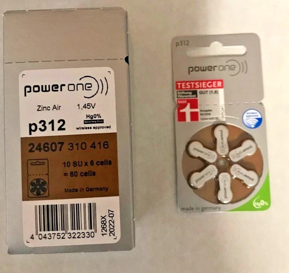 Powerone Hearing Aid 312 Genuine Batteries German Made,Multiple (30-300) EX-2029