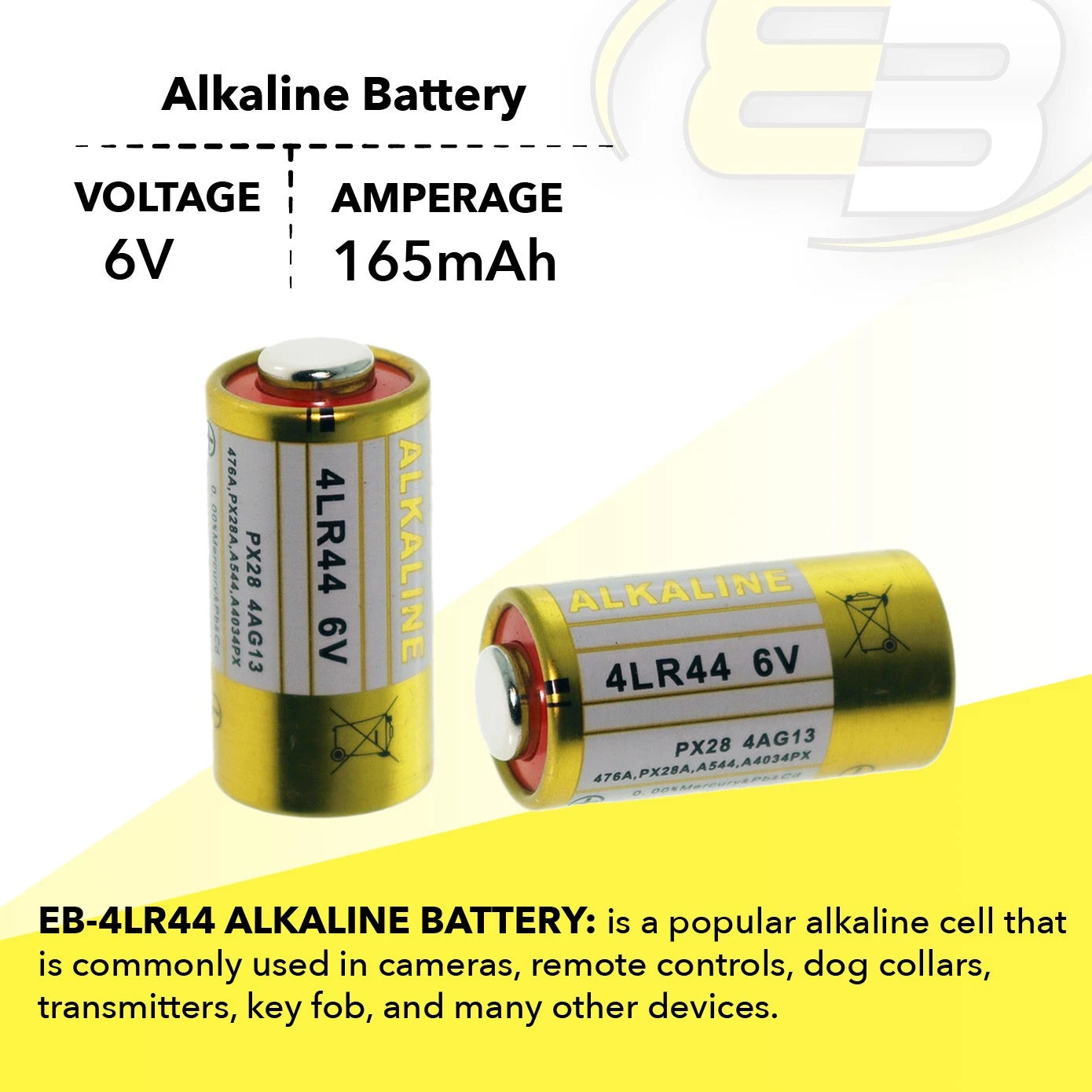 Exell A28PX Alkaline 6V Battery Compatible With 4LR44 L1325 A544 4AG13