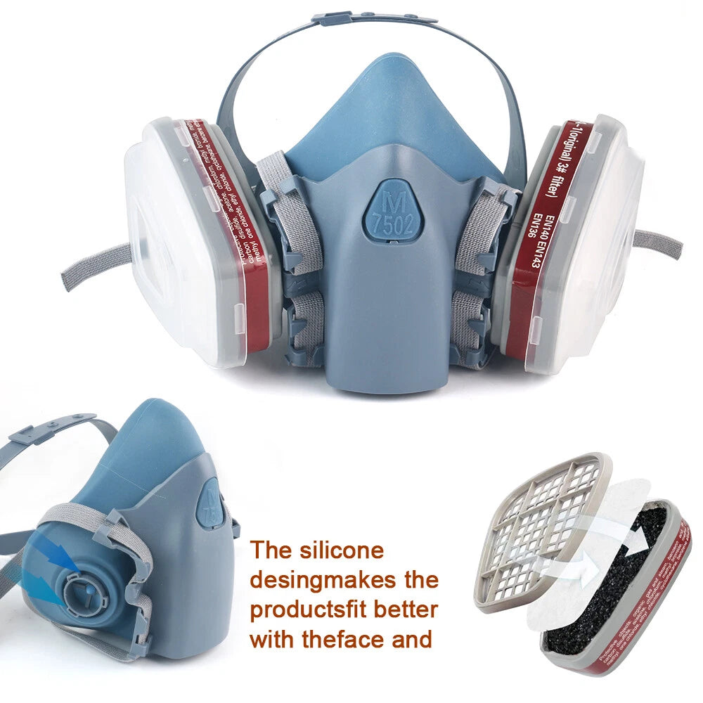 17 in1 Half Face Gas Mask Facepiece Spray Painting Respirator Safety Suit F 7502