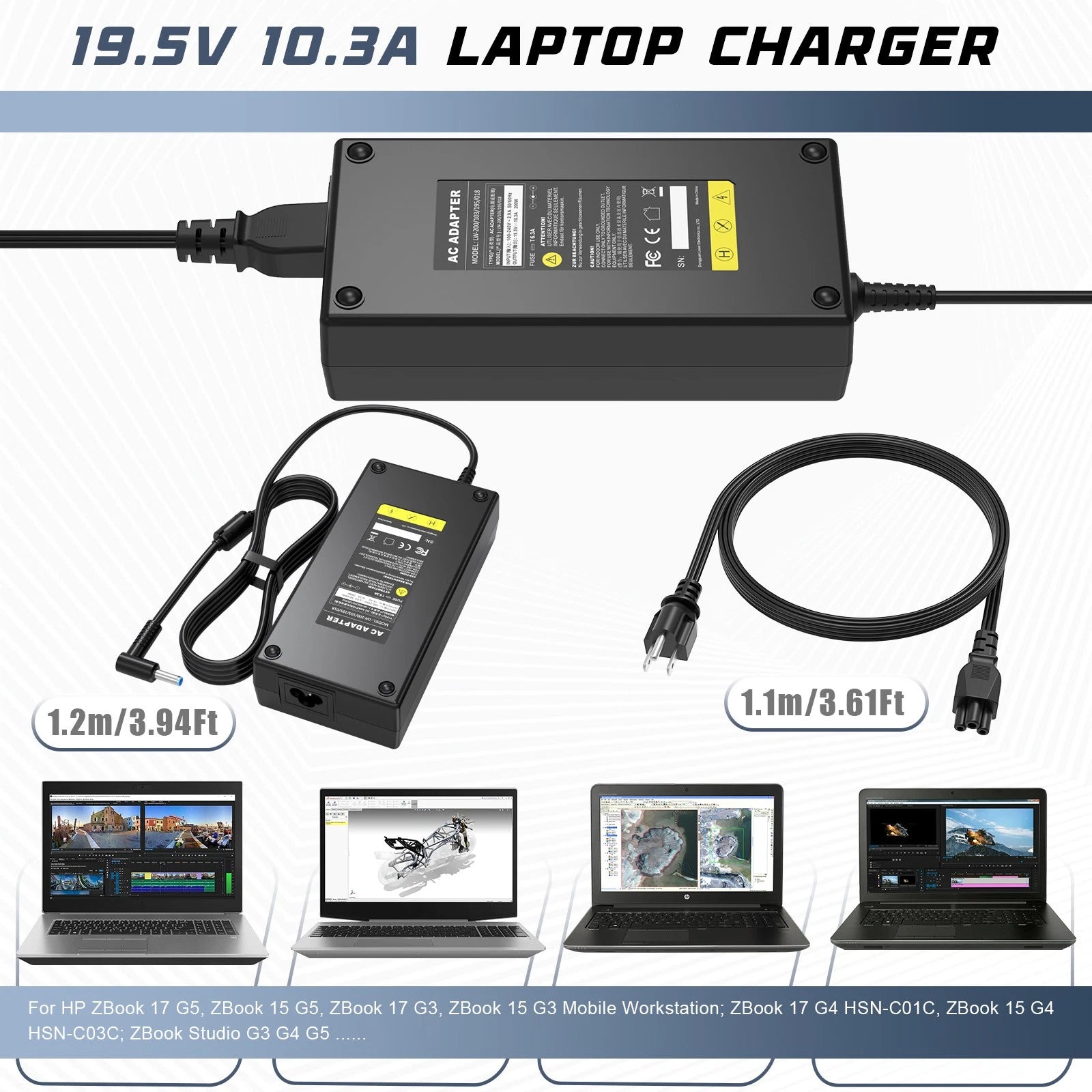 200W For HP ZBOOK 17 G5 G6 Pavillion AC Adapter Charger L74881-001 Power Supply