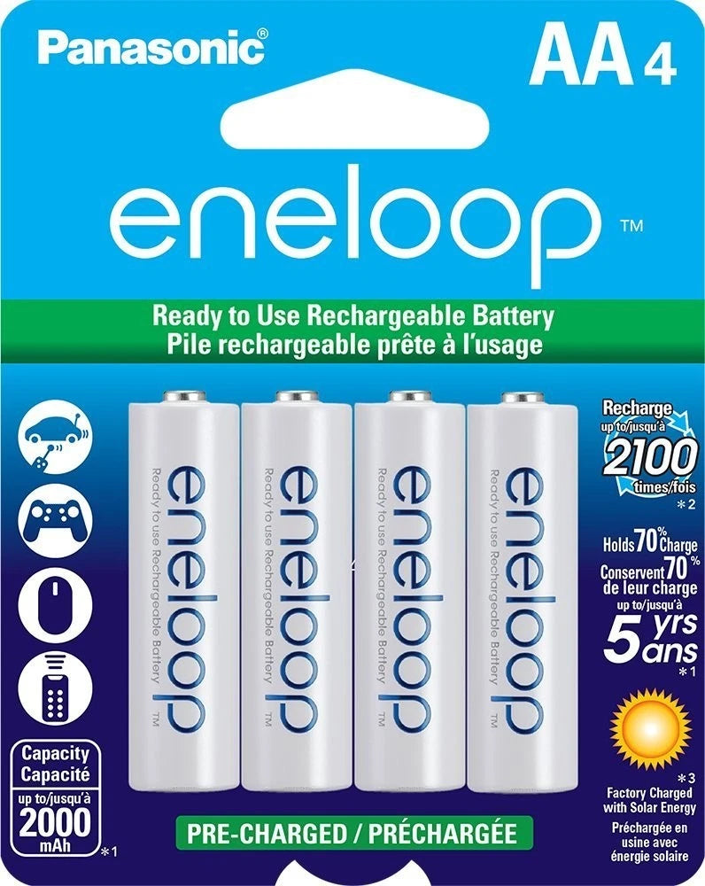 Panasonic Eneloop AA 12 Rechargeable Batteries up to 2100 Charges, 2000 mAH