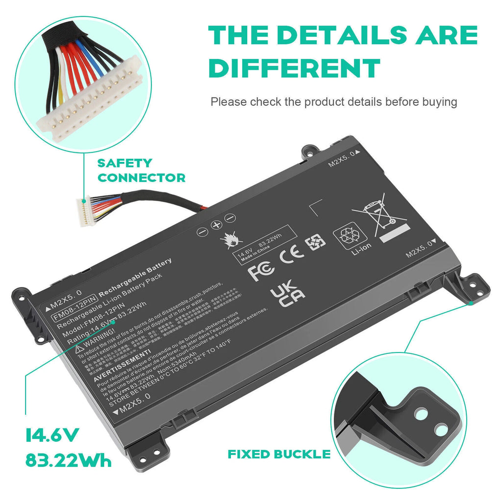 12PIN FM08 Battery For HP 17-an1xx 17T-AN000 HSTNN-LB8B 922753-421 922977-855