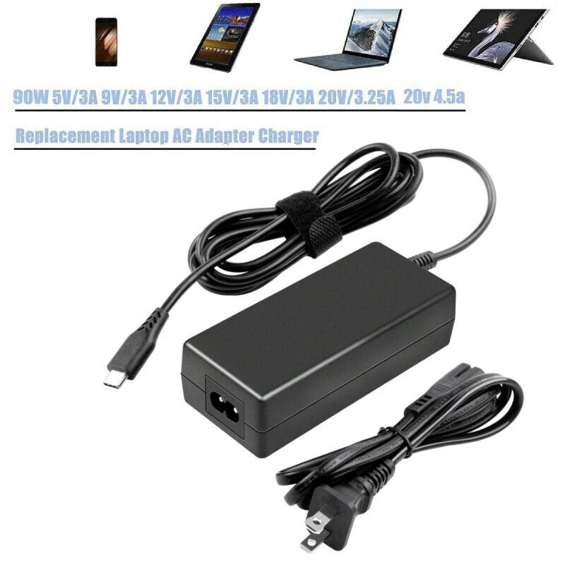 Laptop Charger 90W watt USB Type C(USB-C) Power Adapter for Dell Latitude 2in1