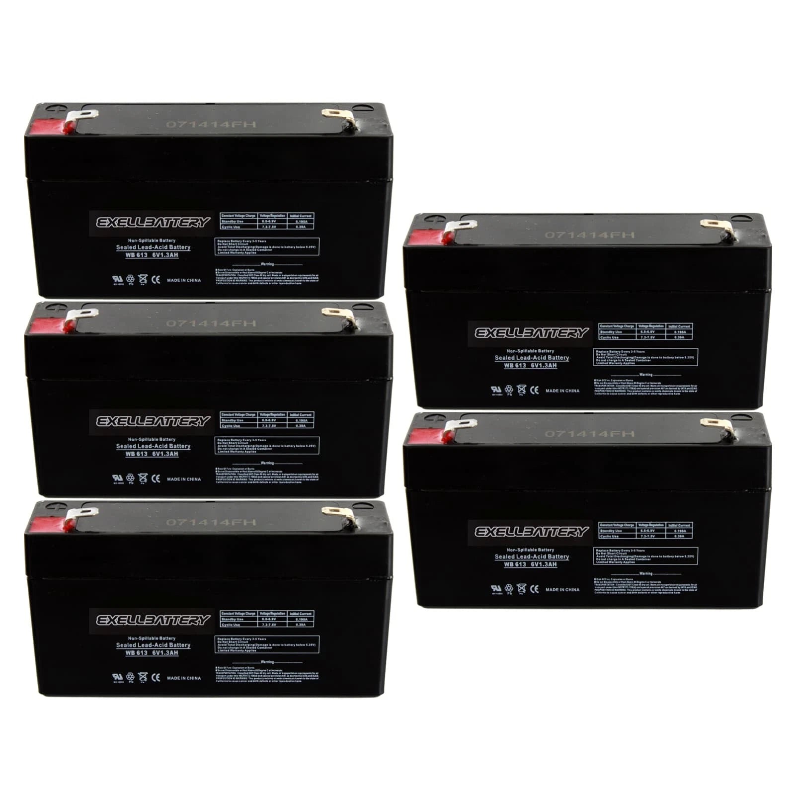 NEW 5pc 6V 1.3Ah SLA Battery WB613 For UB613, PS612, WKA6-1.3F