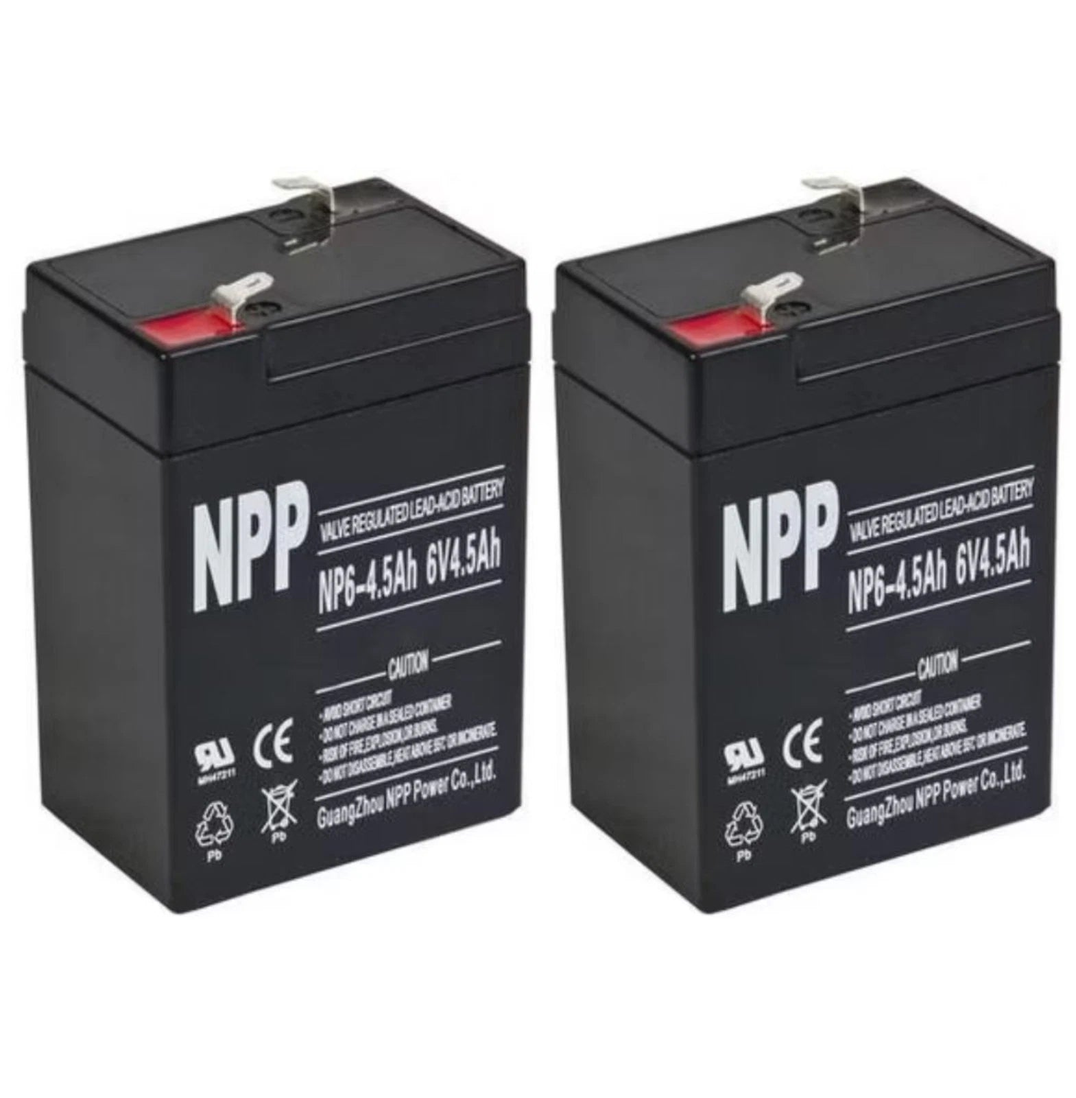 2PC NPP NP6-4.5Ah 6V 4.5Ah AGM VRLA General Series Battery