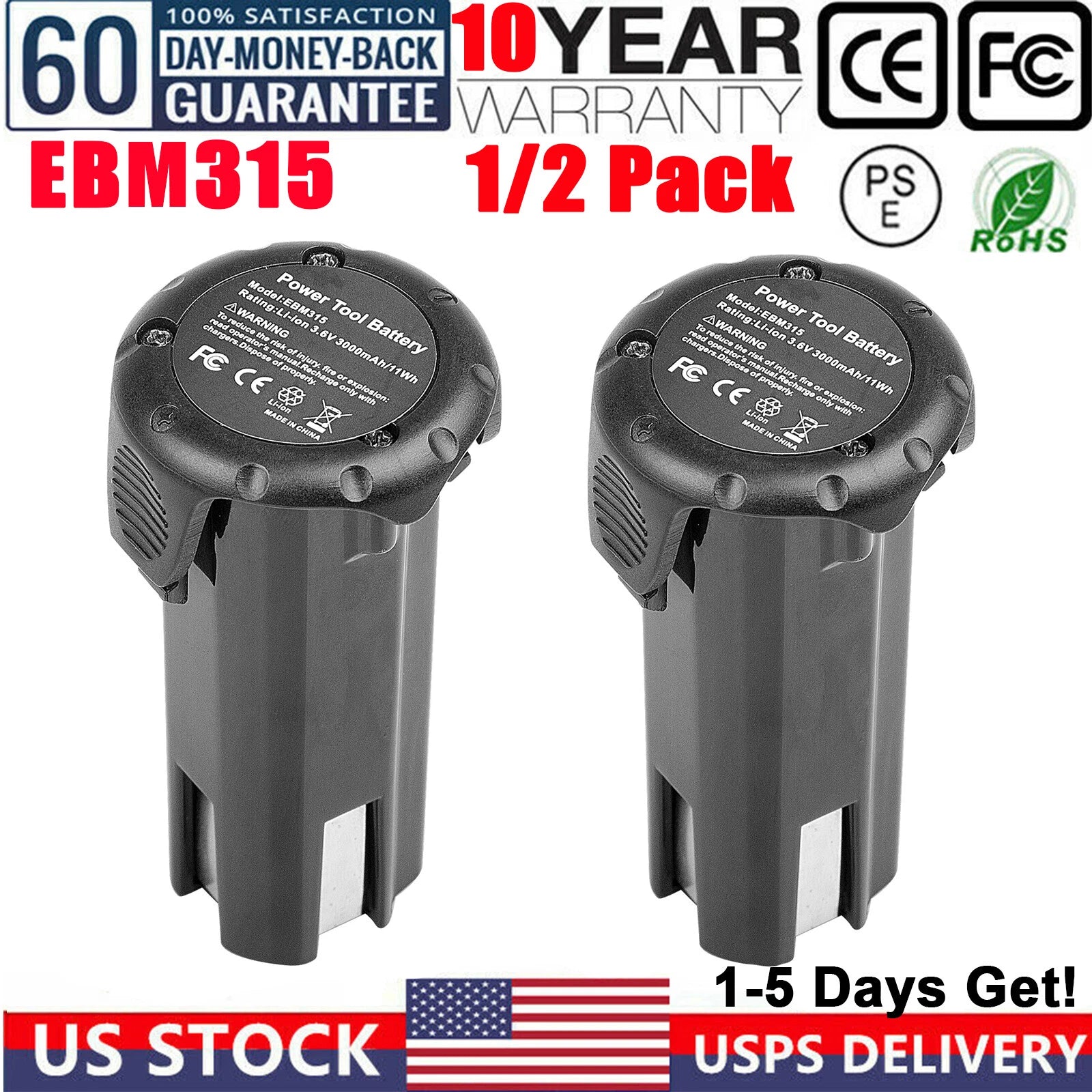 3.6V Lithium Battery For Hitachi Battery EBM315 326263 326299 NT65GS FDB3DL 3Ah
