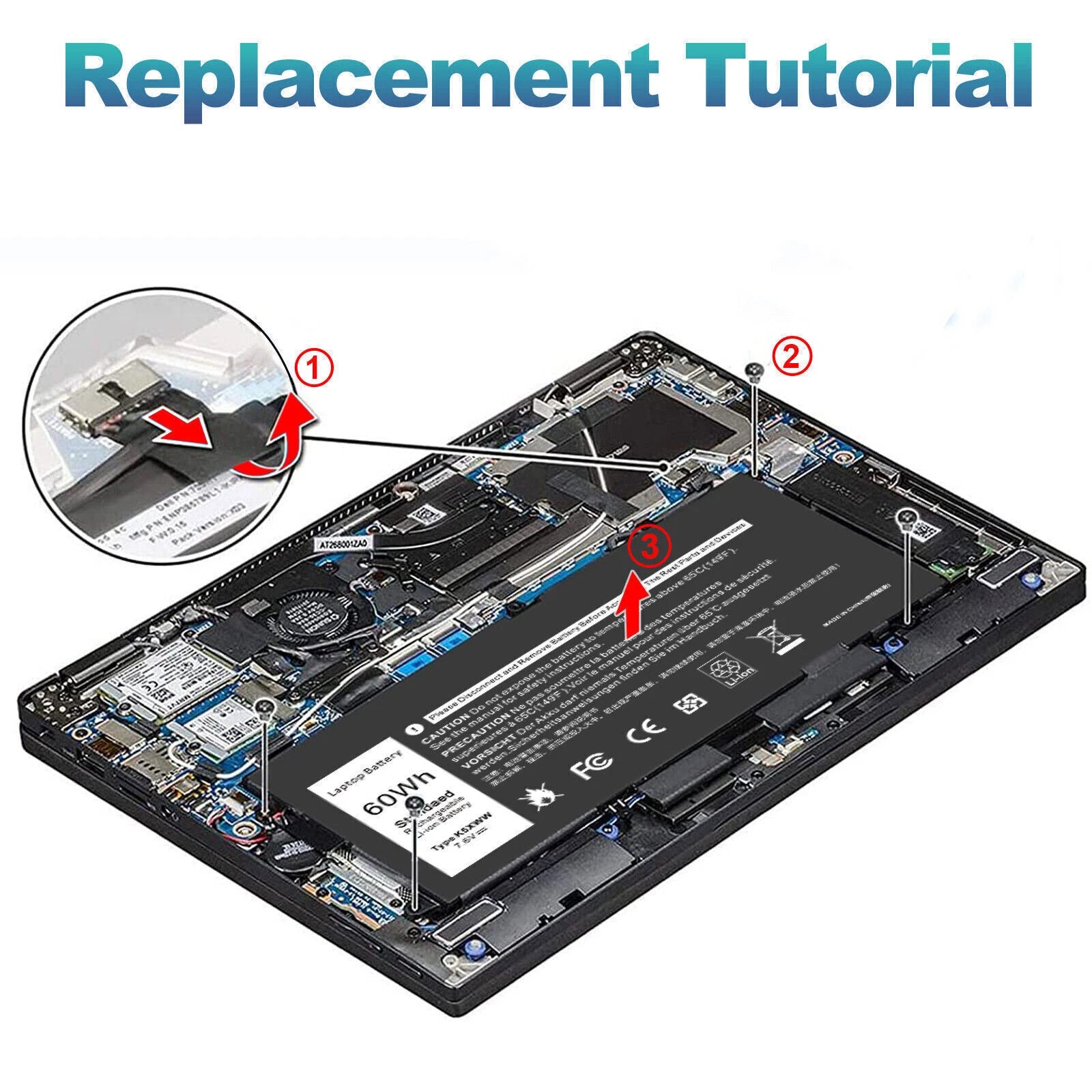 K5XWW 71TG4 Battery for Dell Latitude 7389 7390 L3180 5285 5289 2 in 1 7.6V 60Wh