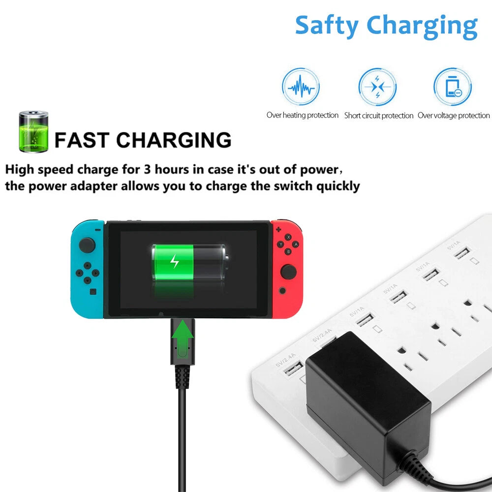 AC Adapter 15V Fast Wall Charger For Nintendo Switch TV & Dock Mode Power Supply