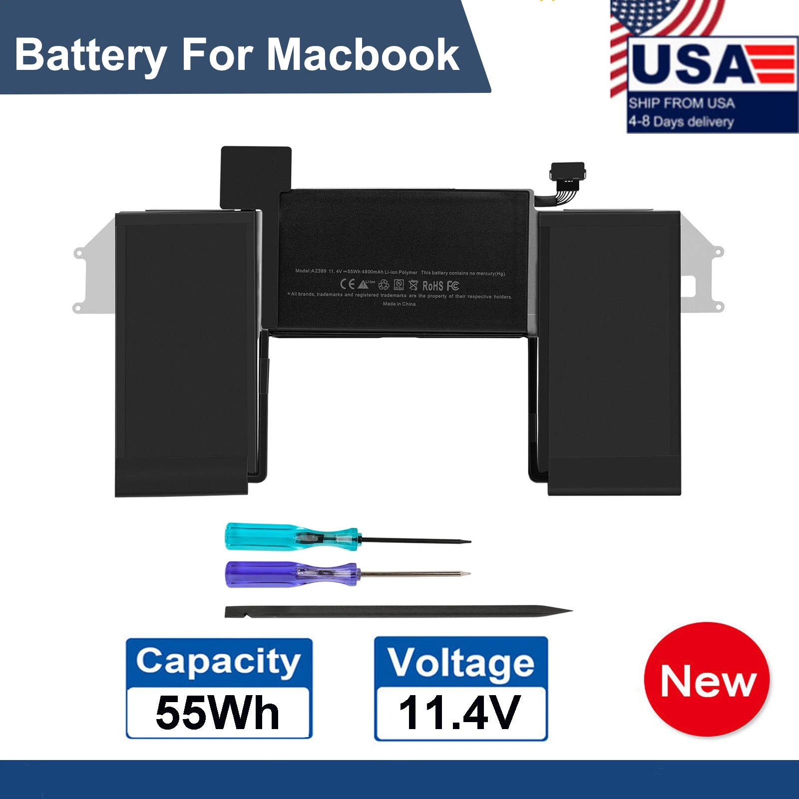 LOT 55Wh A2389 Battery for Apple MacBook Air 13"A2337 Air M1 Entry 2020 EMC 3598