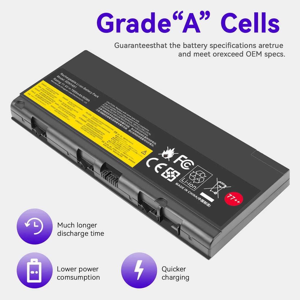01AV477 00NY493 77+ Battery For Lenovo Thinkpad P50 P51 P52 01AV495 00NY490 90Wh