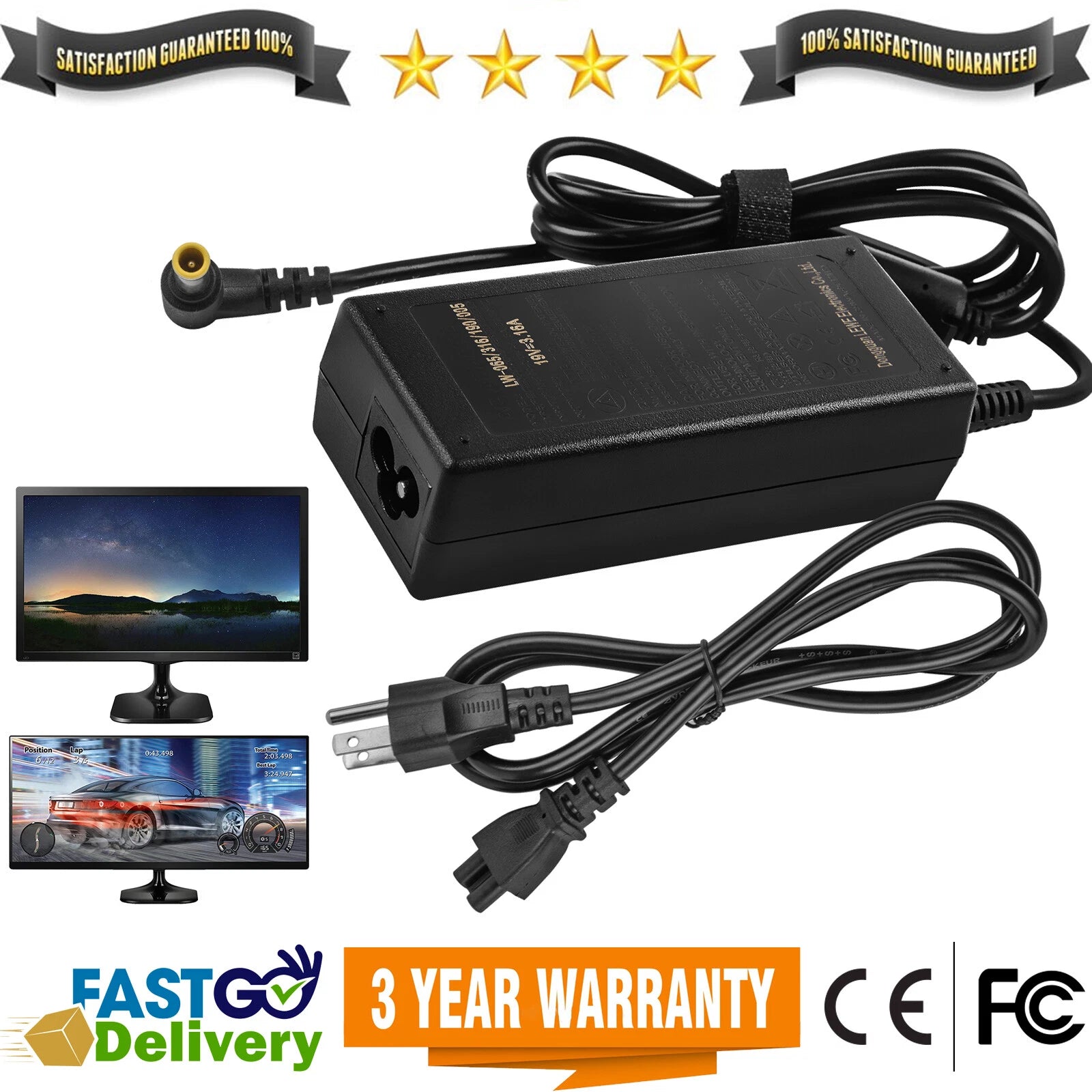 AC Adapter Cord For LG TV 24LB4510 24LJ4840 24LJ4540 Power Supply Charger HDTV