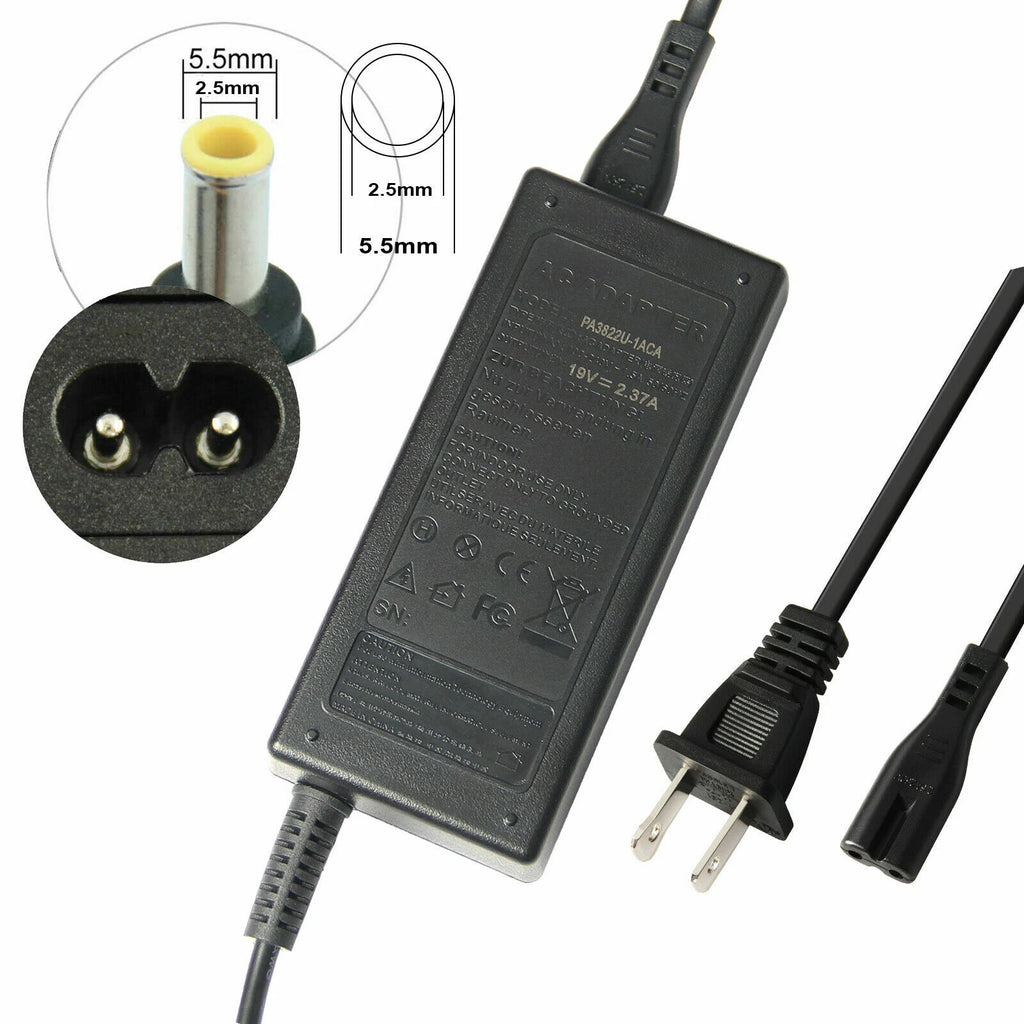 19V 2.37A Laptop Charger AC Adapter Power Cord Supply For Toshiba Satellite US