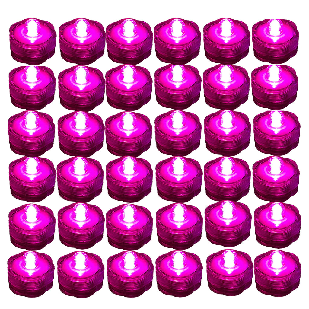 36 Pack PINK Submersible Waterproof Underwater Battery LED Tea Light~Wedding
