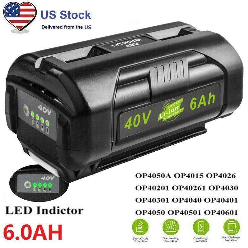 For Ryobi 40 Volt 6.0Ah Battery High Capacity Lithium-Ion OP4050 OP4060 OP40401