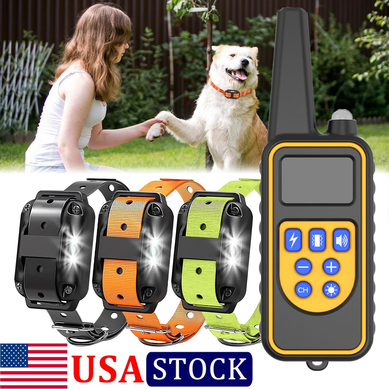 Dog Training Collar Pet Electric Shock Collar Waterproof with Remote For Dogs