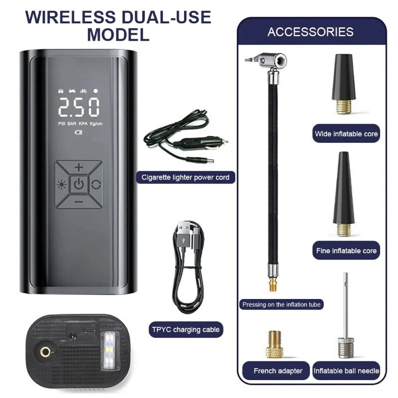 Air Compressor Wireless Inflatable Pump Portable Air Pump Tire Inflator For Car