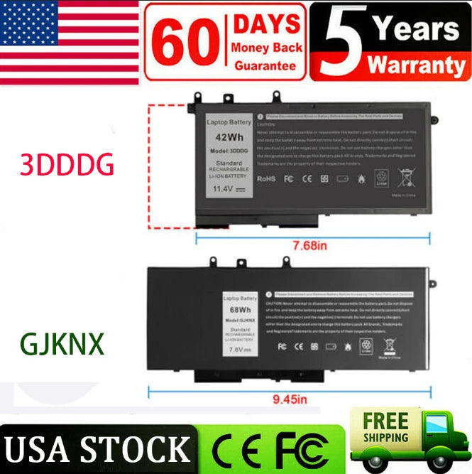 GJKNX 3DDDG Battery For Dell Latitude 5480 5580 5280 5490 5491 5580 5590 5591 US