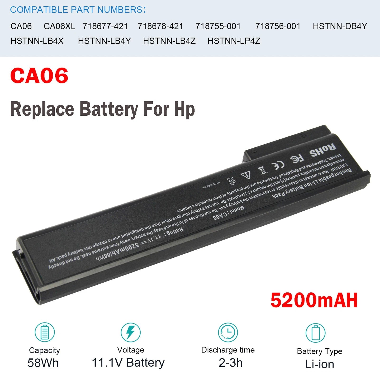 LOT Battery for HP ProBook 640 G1 645 G0 655 650 CA06 CA09 HSTNN-DB4Y 718756-001
