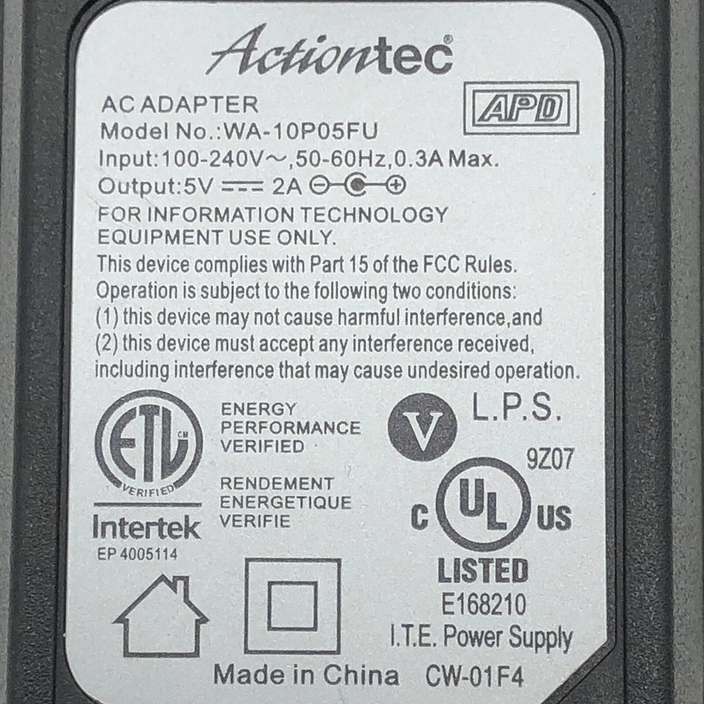 NEW Genuine Actiontec AC Charger Adapter WA-10P05FU 5V 2A Power Supply CW-01F4