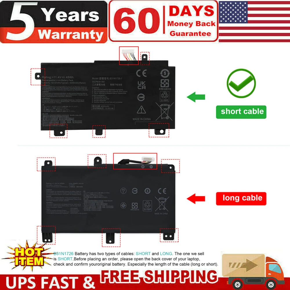 Laptop Battery for Asus FX504 FX504G FX505 FX505D FX505G FA506 FA706 B31N1726 PC