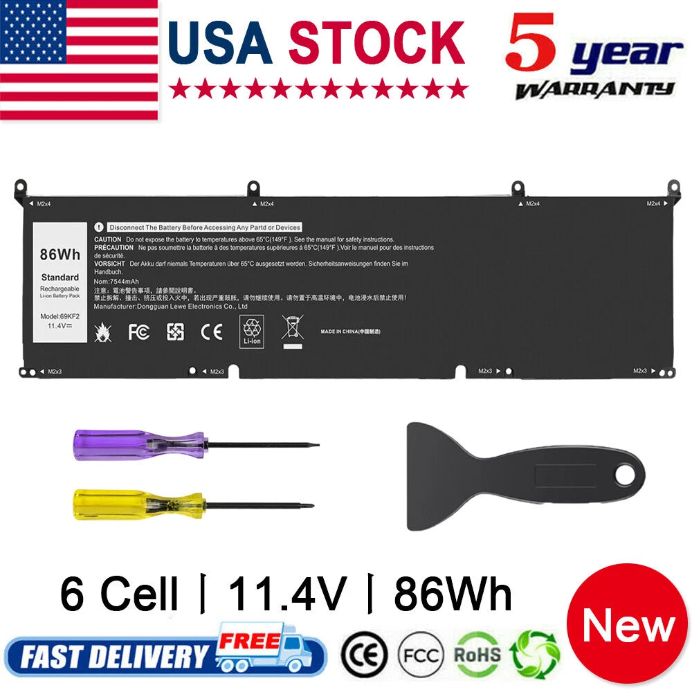86Wh 69KF2 Battery for Dell XPS 15 9500 9510 9520 Precision 5550 5560