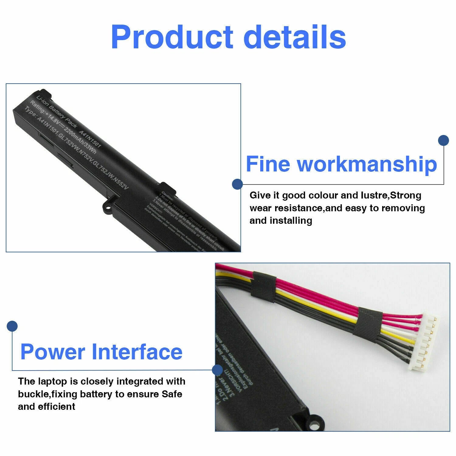 A41N1501 Laptop Battery For Asus Rog N552V N552VW N752 N752V N752VW GL752 GL752V