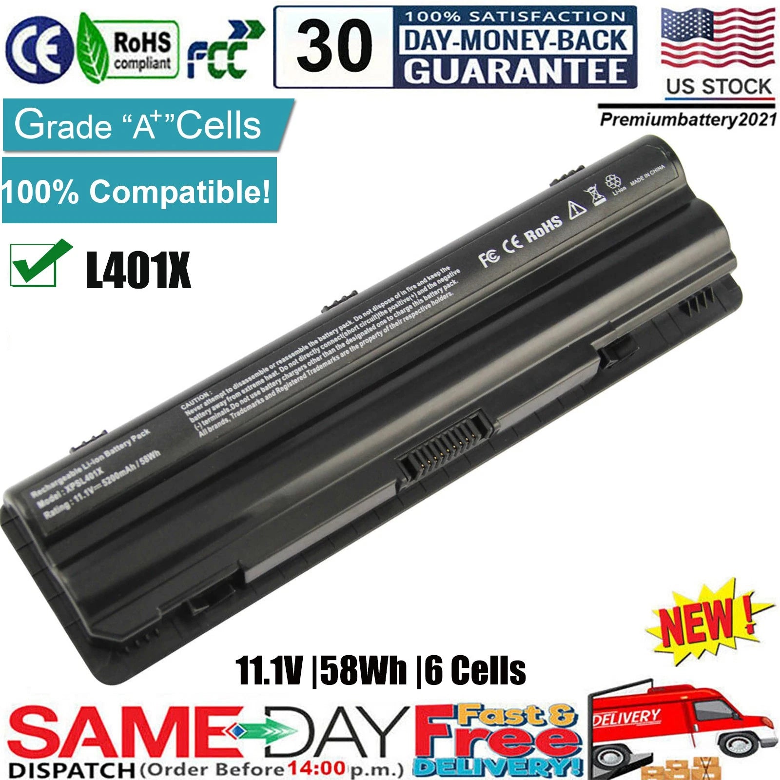 NEW Battery For Dell XPS 14 L401X 15 L501X L502X L701x L702x 15-1591 J70W7 JWPHF