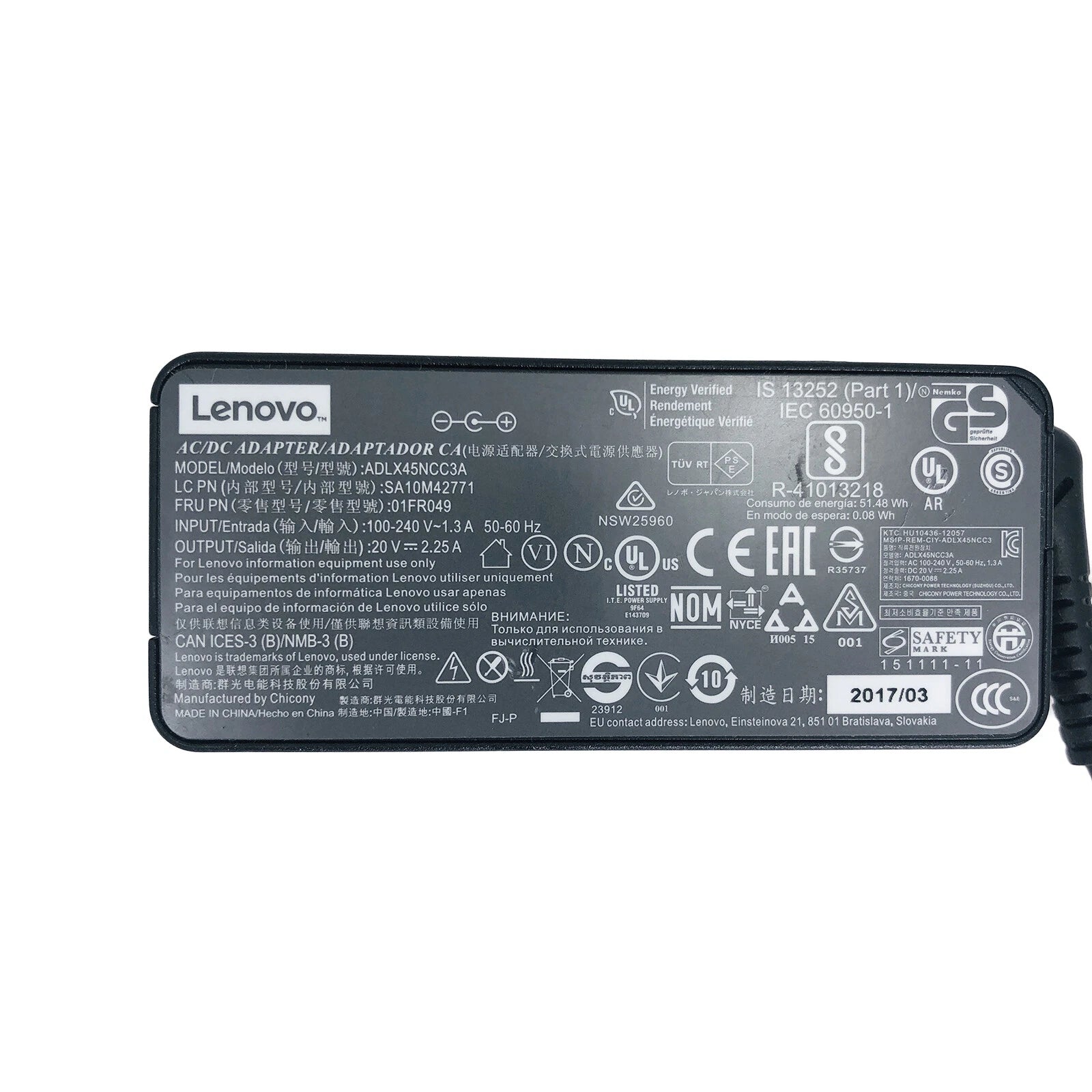 NEW Original 20V 2.25A Lenovo AC/DC Adapter Charger for V14 G2 IJL Laptop