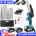 4+6 inch Electric Mini Chainsaw Cordless Handheld Chain Saw 2 Battery For Makita
