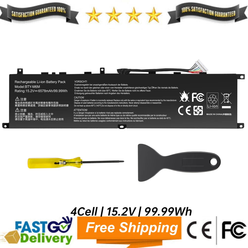 BTY-M6M Battery for MSI GS66 Stealth 10SF 10SFS 10SGS GE66 Raider 10SD 10SE GE76