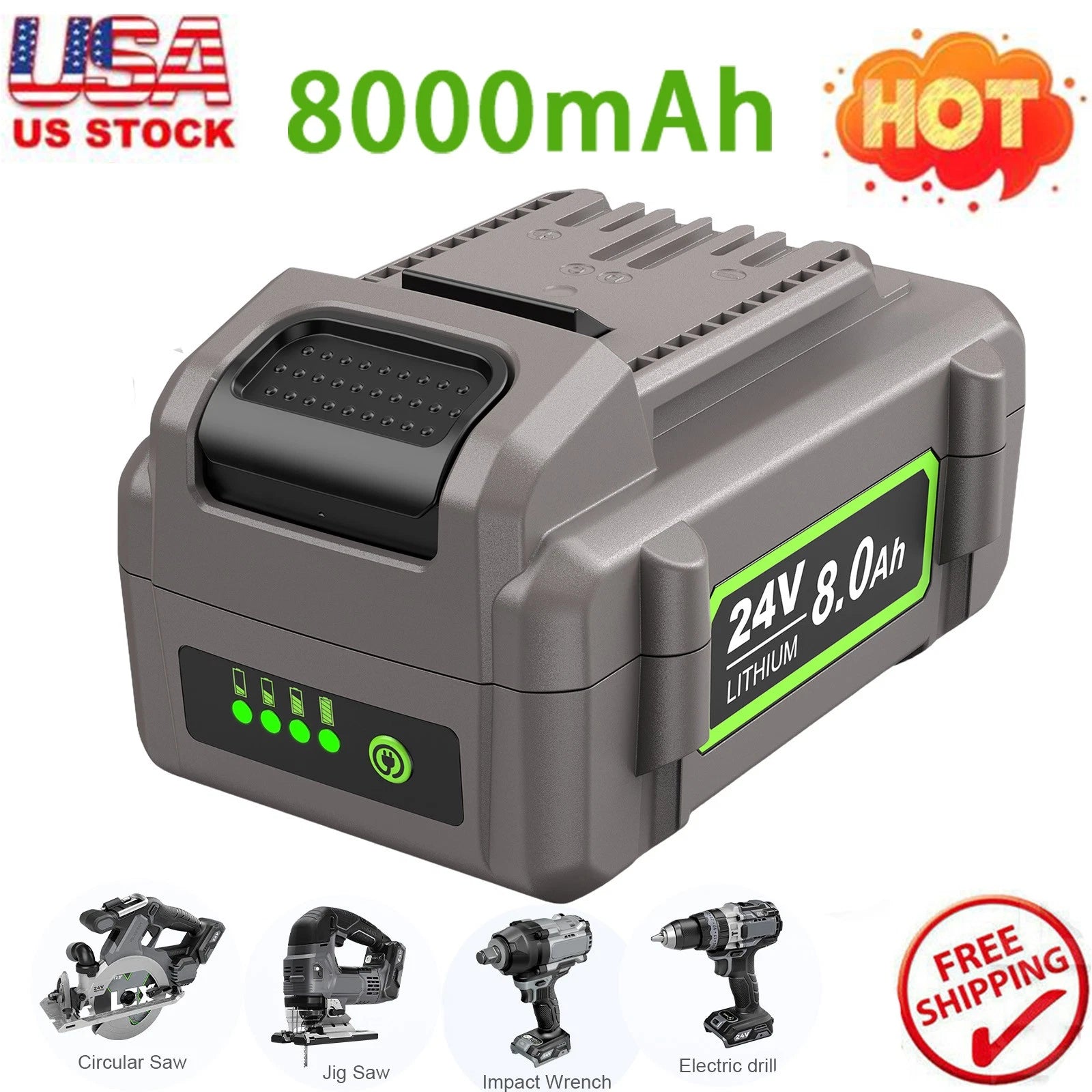 24V 8.0Ah Battery For Flex 24Volt Lithium FX0311 FX0221-1 FX0341 Cordless Tool