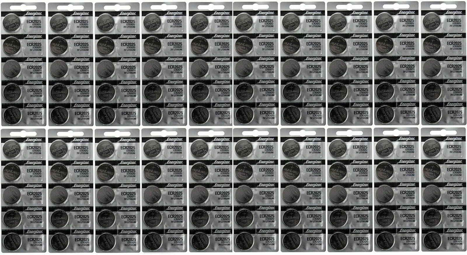 100 FRESH Genuine Energizer CR2025 2025 3V Coin Button Battery Fast Shipping
