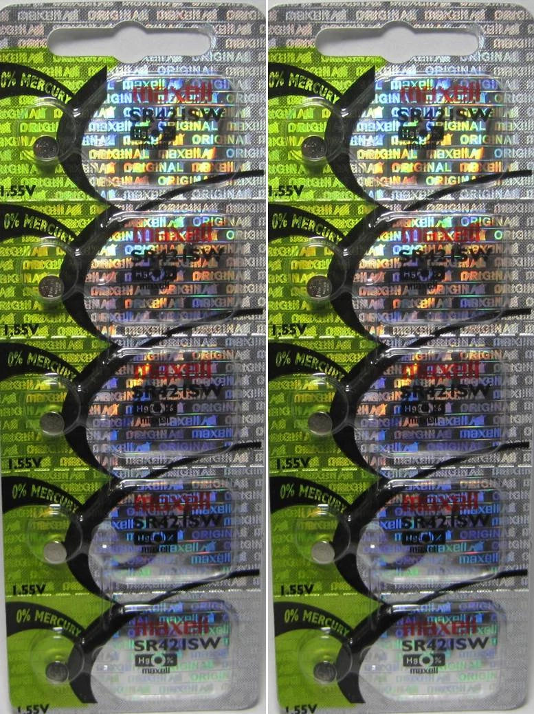 10 Maxell 348 SR421SW Silver Oxide Batteries
