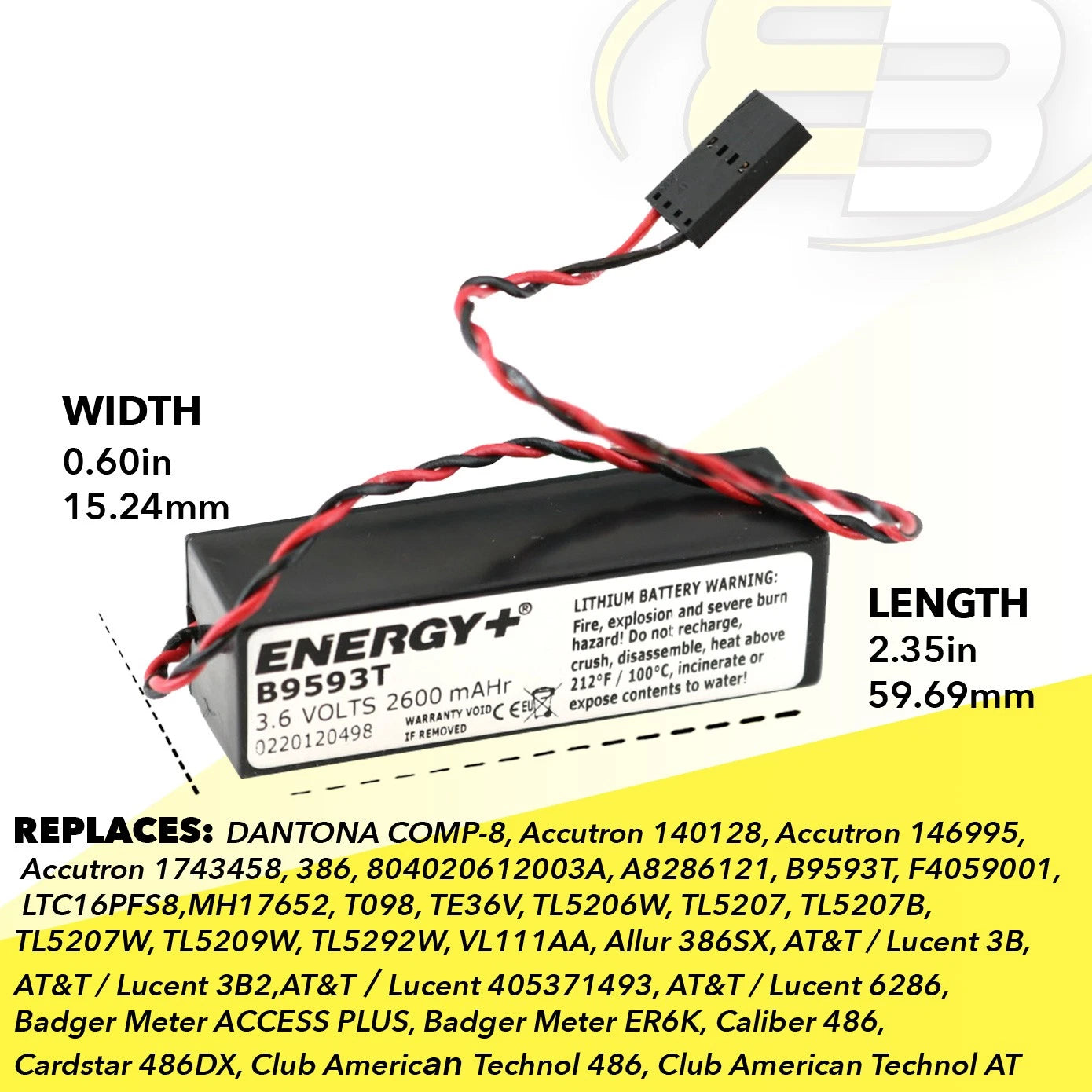 3.6V Lithium PLC Computer Backup Battery Compatible With TL-5242/W ER6K 486DX