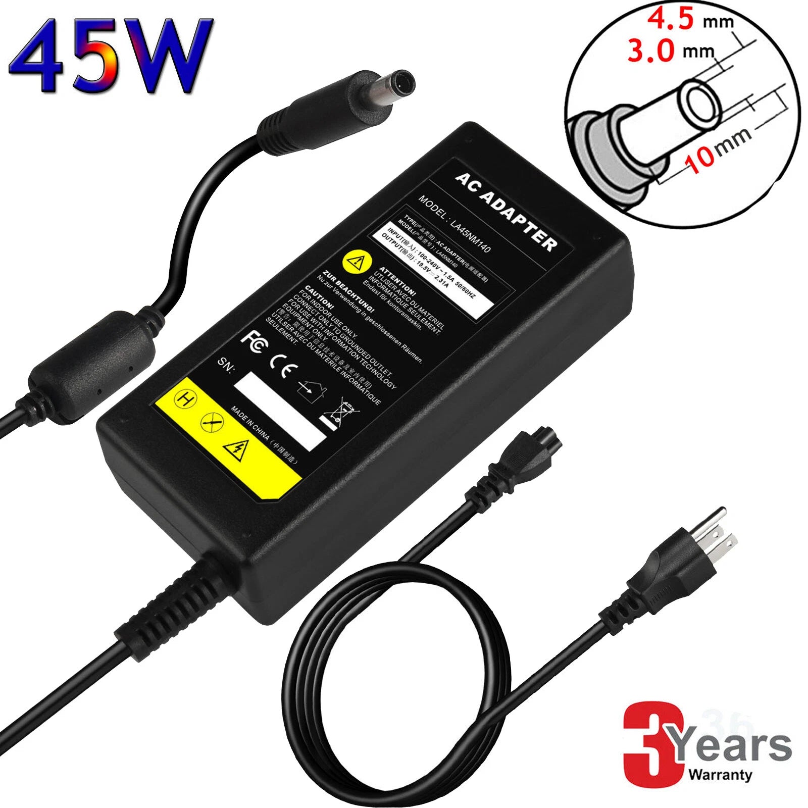 45W 19.5V AC Charger for Dell Inspiron 15 5100 Laptop Power Supply Adapter Cord