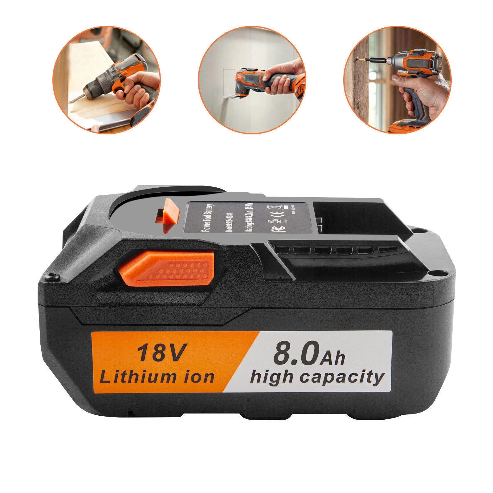 18 Volt 8000mAh Hyper Battery For Ridgid 18V R840087 R840085 Rigid Tools US