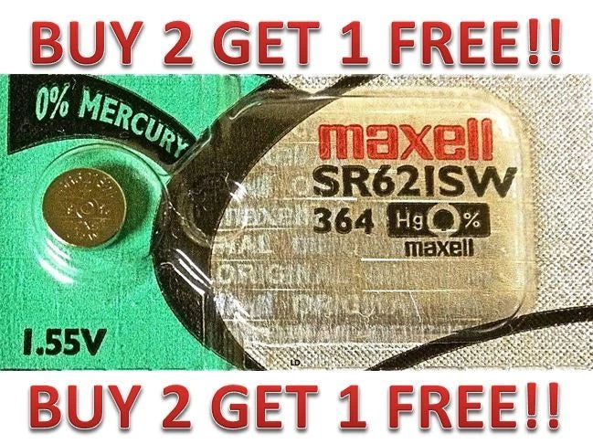 364 MAXELL WATCH BATTERIES SR621SW SR621 SW364 New BUY 2 GET 1 FREE!!