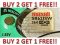 364 MAXELL WATCH BATTERIES SR621SW SR621 SW364 New BUY 2 GET 1 FREE!!