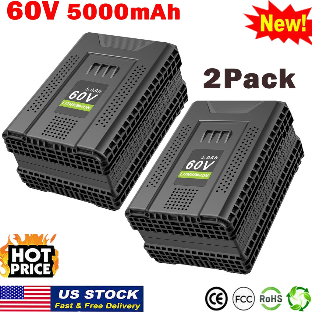 1-2X Battery for Greenworks Pro 60V 5.0Ah LB60A02 Li-Ion Battery LB60A01 LB60A04