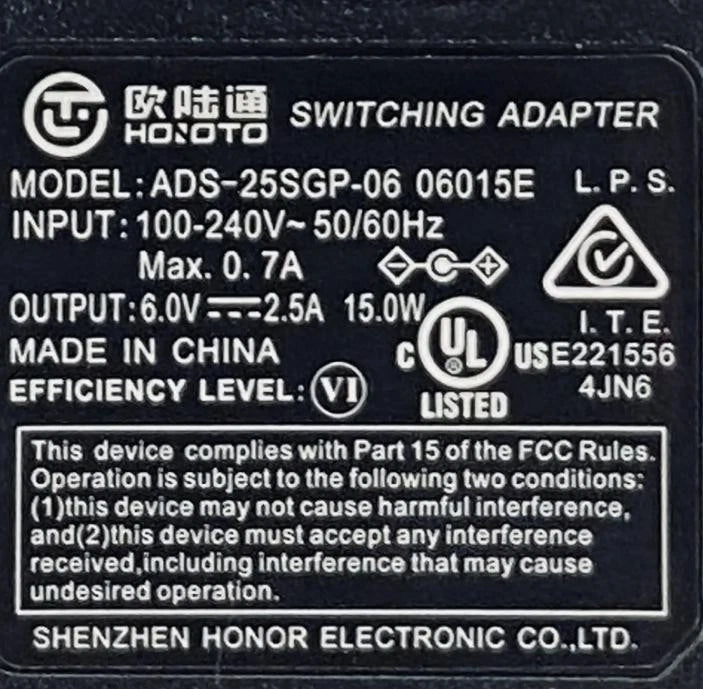 NEW Genuine Hoioto AC Adapter 6V 2.5A for ProForm NordicTrack Elliptical Bike