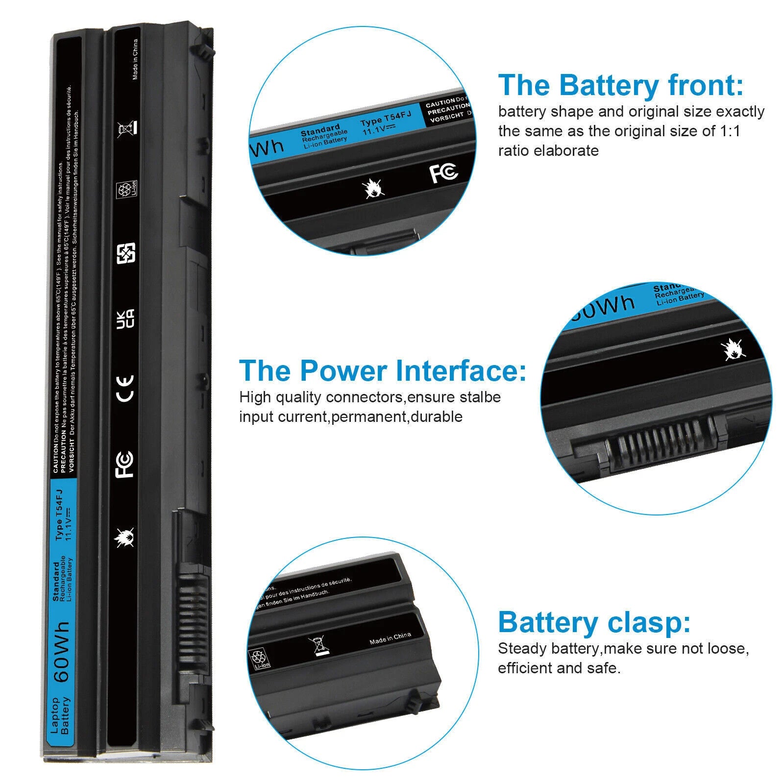 For DELL Latitude E5420 E5520 E5530 E5430 E6420 E6430 BATTERY TYPE T54FJ 5200mAh