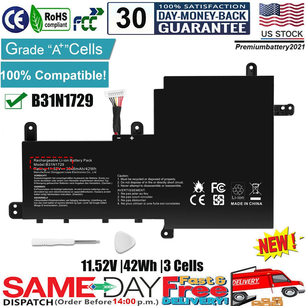 ?B31N1729 Battery for Asus VivoBook S15 S530 S530UA S530UF S530FA S530FN K530F