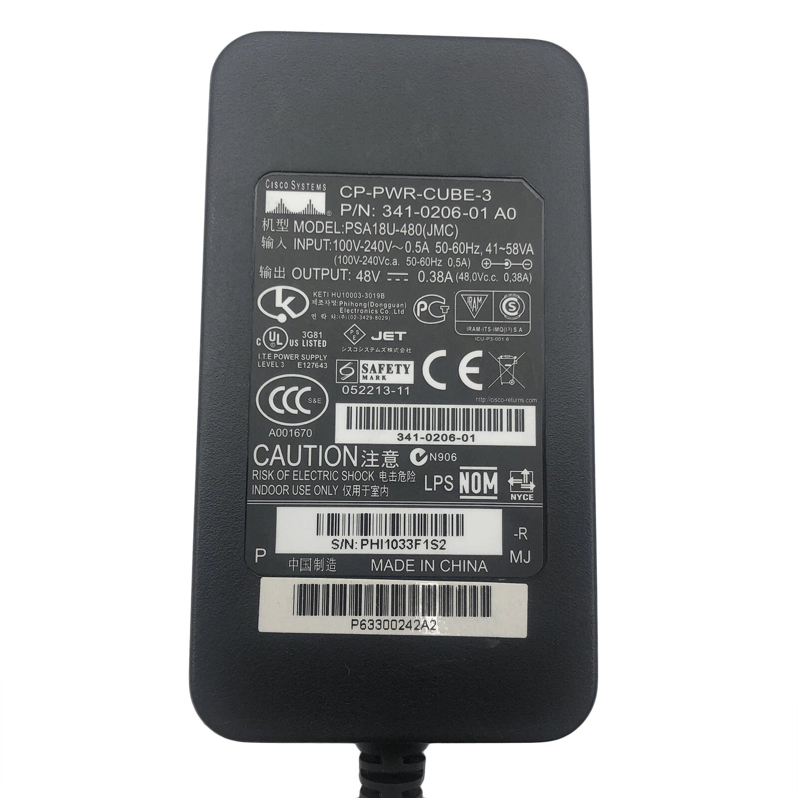 NEW Genuine Cisco AC Adapter 48V 0.38A 18W ADP-18PB Power Charger