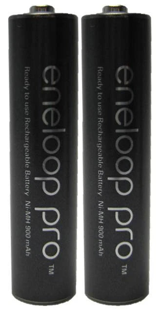 2 Panasonic Eneloop Pro AAA 950mAh NiMH Rechargeable Batteries
