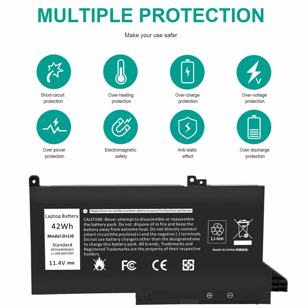 DJ1J0 Battery for Dell Latitude 12 7280 7290 13 7380 7390 14 7480 7490 42Wh NEW