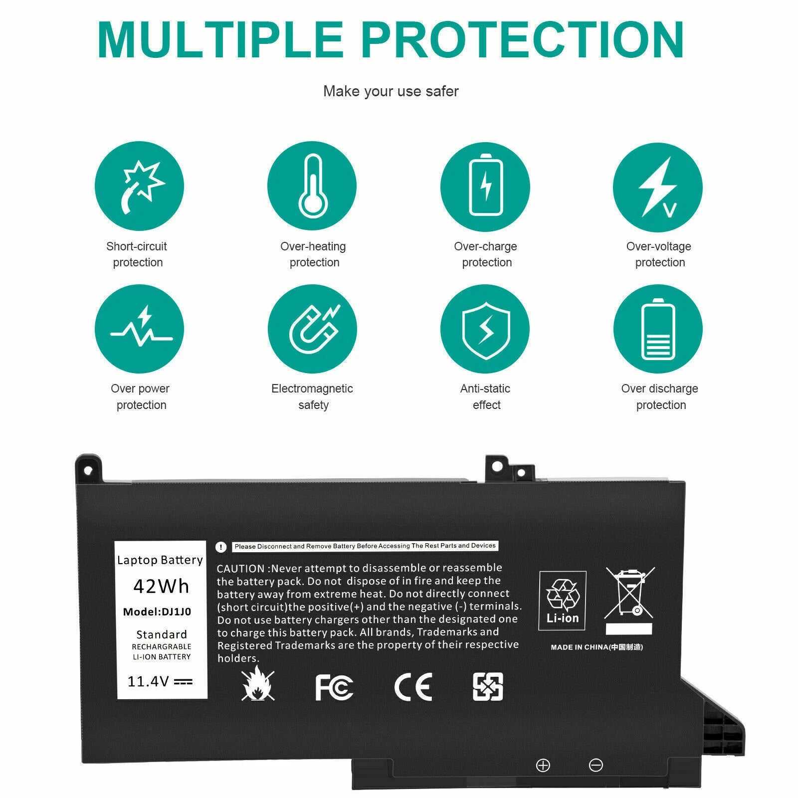 DJ1J0 Battery for Dell Latitude 12 7280 7290 13 7380 7390 14 7480 7490 42Wh NEW