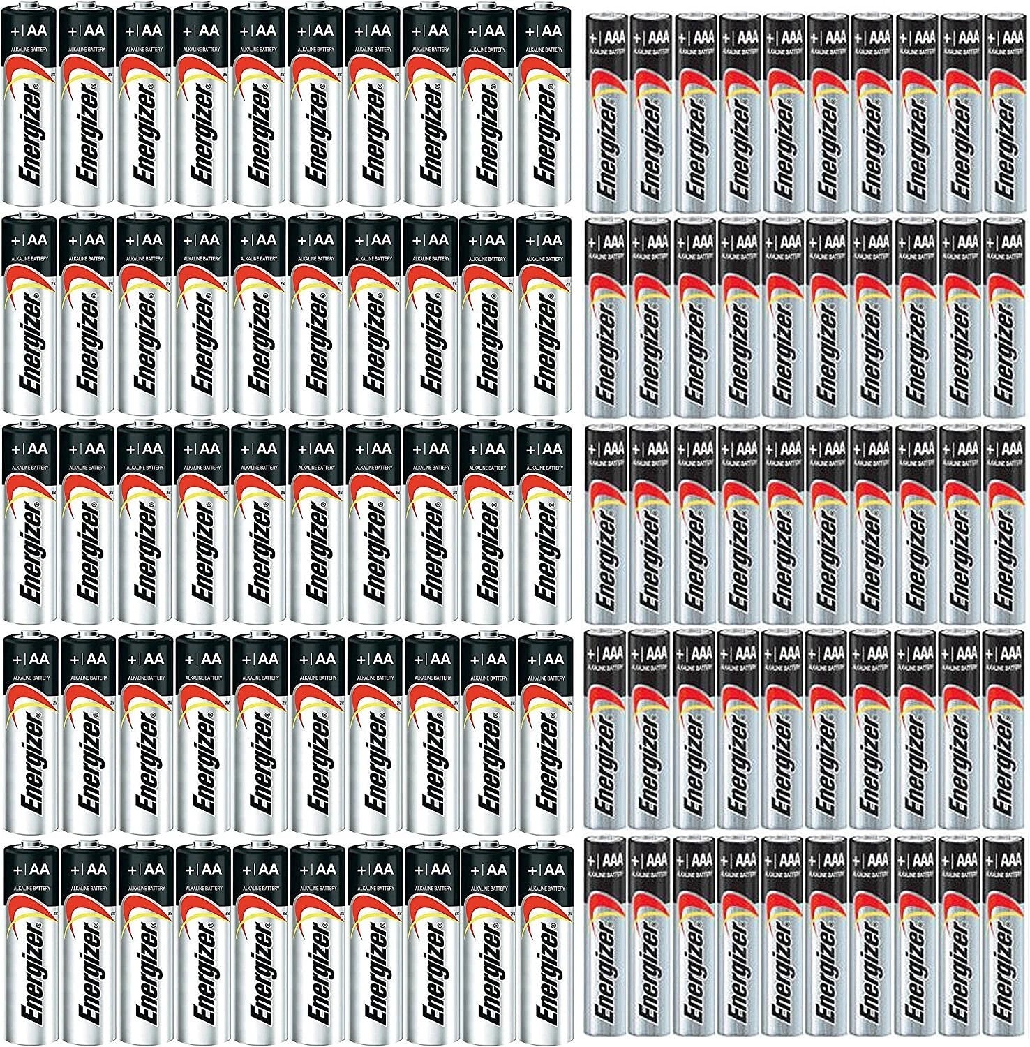 COMBO 50x AA + 50x AAA Energizer Max Alkaline E91/E92 Batteries