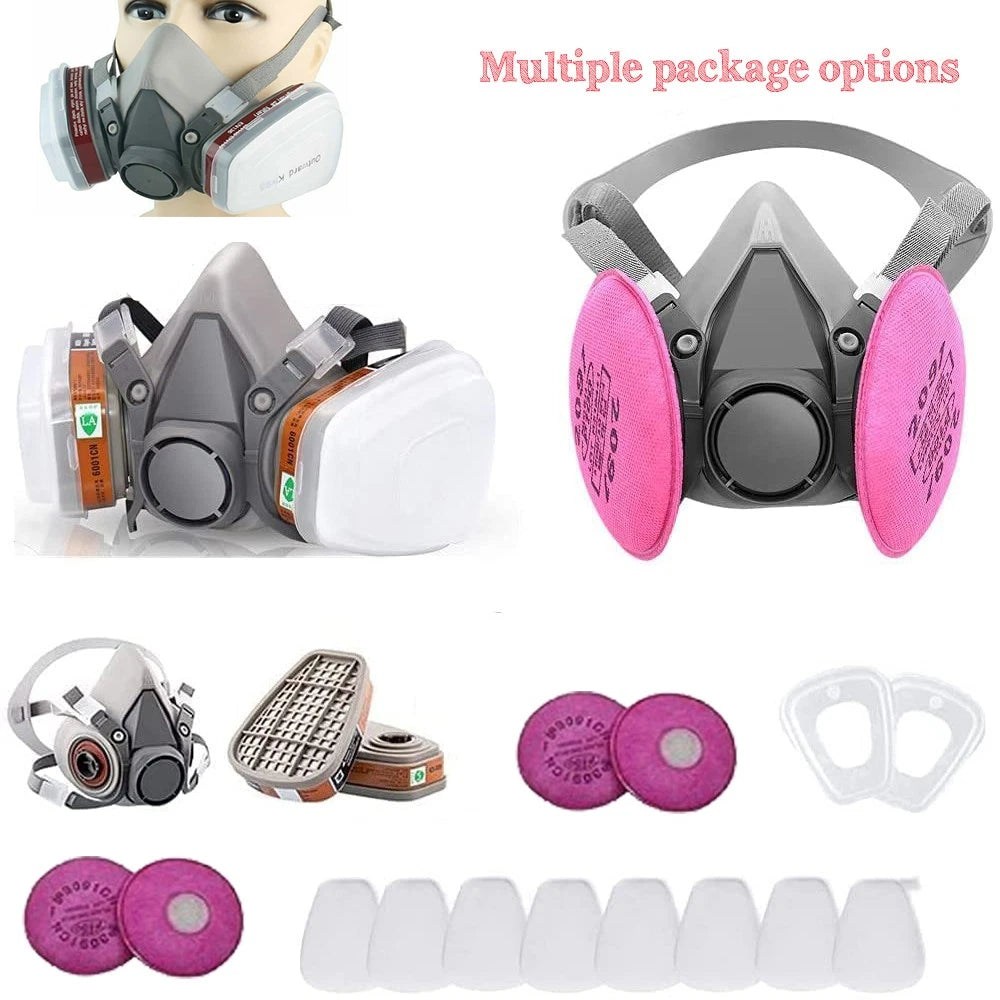 Respirator Half Face Gas Mask Facepiece Spray Painting Safety Glasses For 6200