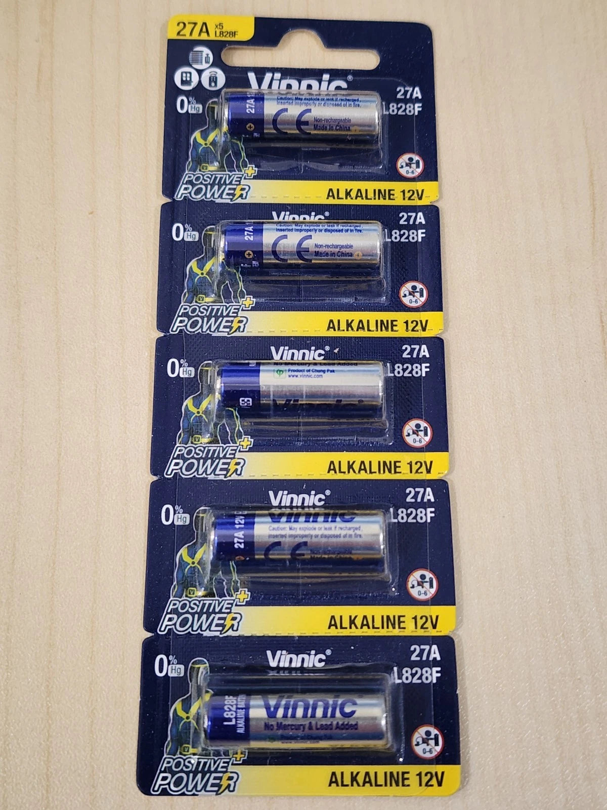 5 pc 12V Vinnic Alkaline Batteries A27, 27A, MN27, GP27A, 8LR732, L828 Fresh