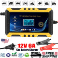 Car Battery Charger 6A 12V Intelligent Automatic Pulse Repair Starter AGM GEL US